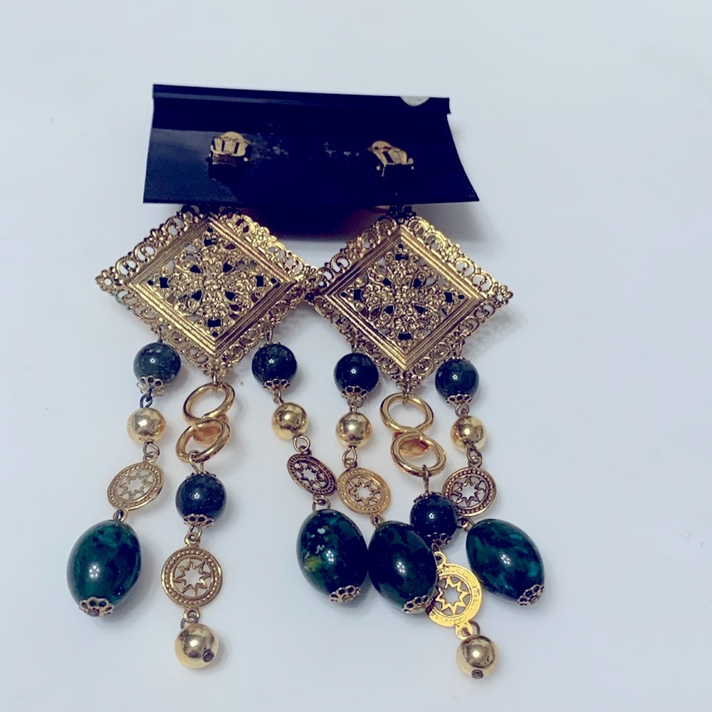 Gold dangle earrings vintage Gypsy boho - Picture 4 of 11